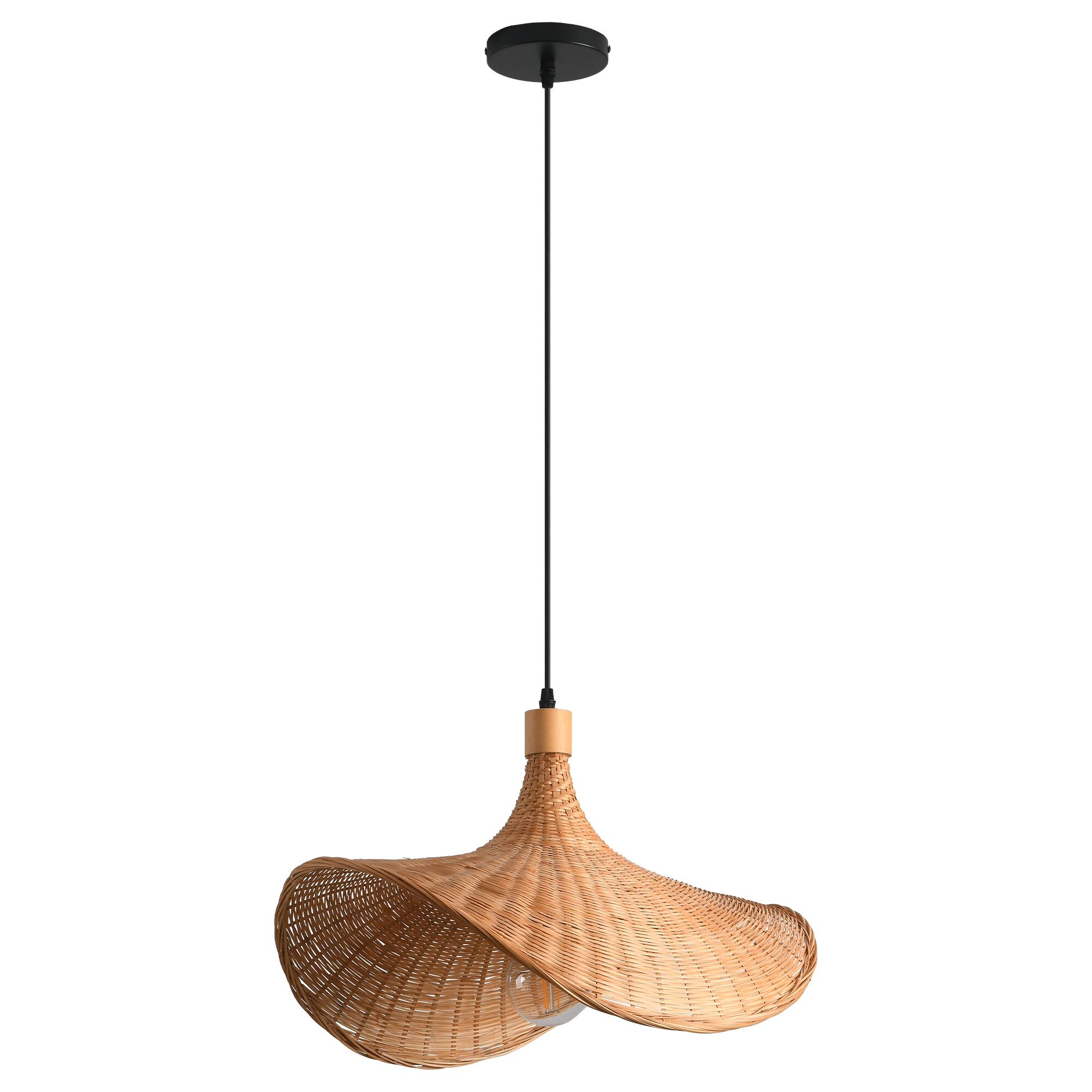Alt View 5. Parrot Uncle - 1-Light Personalized Design Rustic Bamboo Hand-Woven Pendant Lamp - Brown.