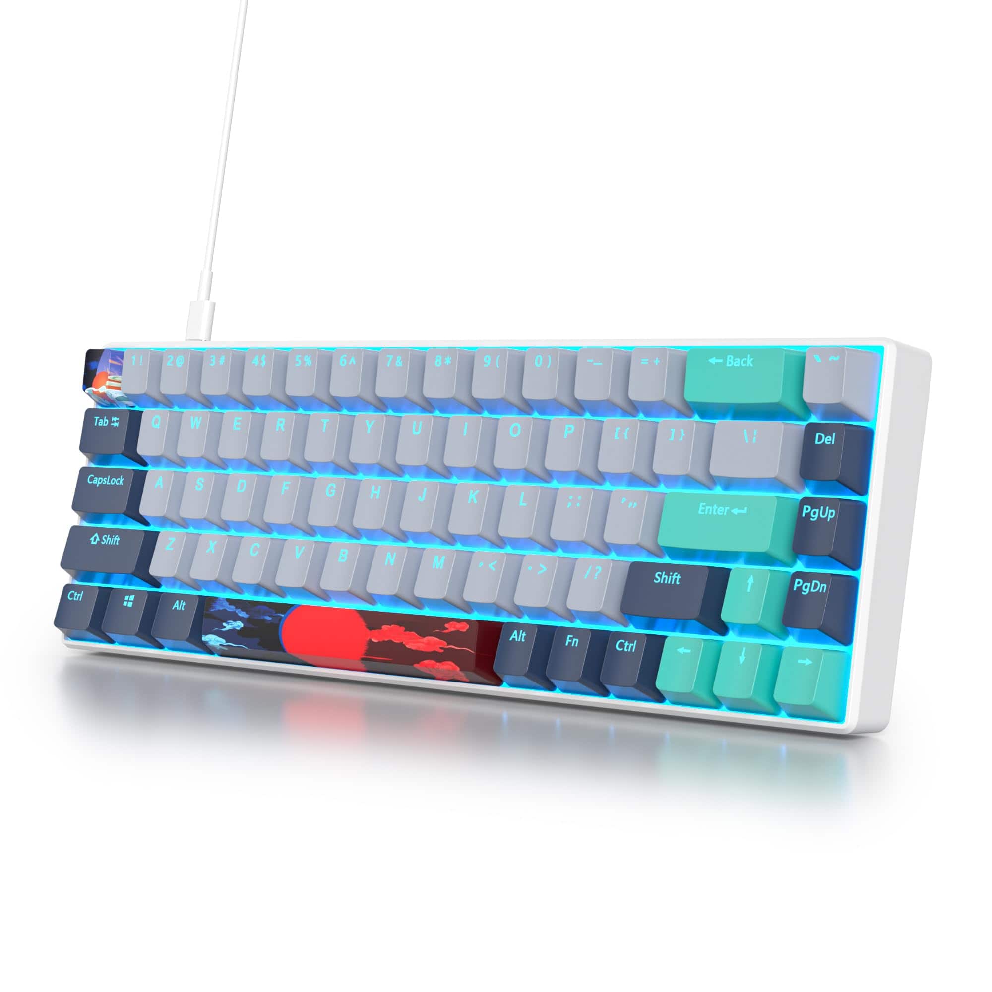 Live At Space - Wired 65% Mechanical Gaming With Blue 60% Ultra Compact Rgb Backlit Keys N-key Rollover For Pc Ps5 Xbox 【Portable 65% - Hammerhead Shark/ 68 Red Switch