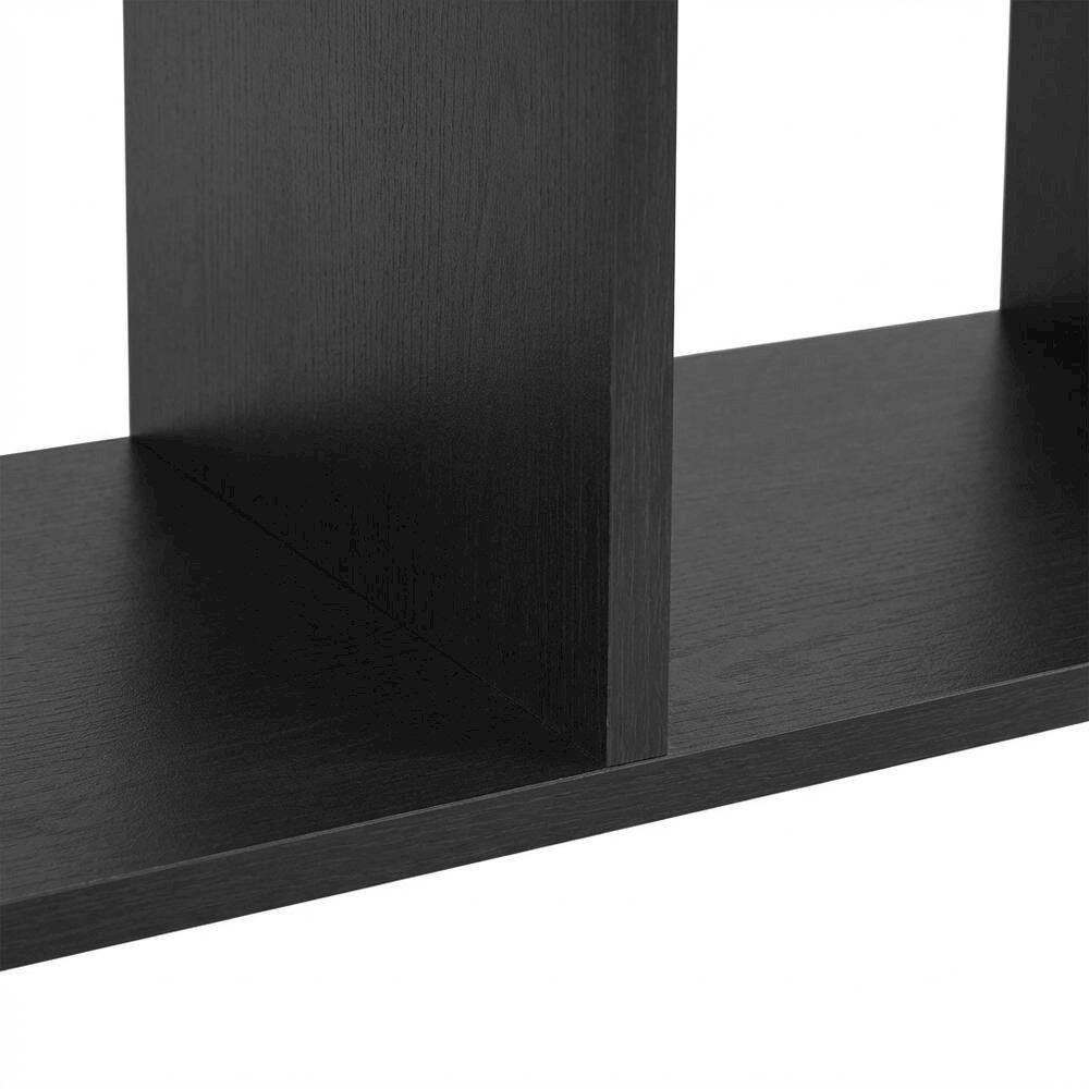 Alt View 2. FurniFact - Black Manufactured Wood Bookcase with Open Shelving and Modern Design - Blackwood.