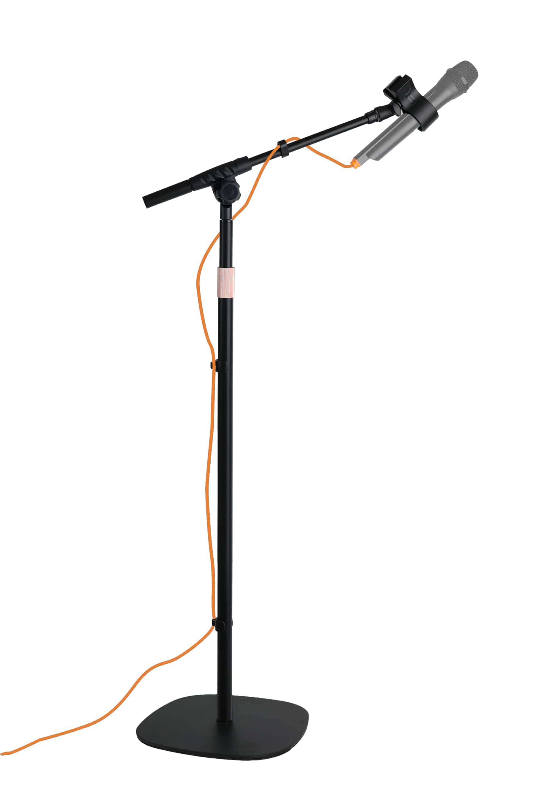 Fabibe - Mic Stand Floor With Boom Arm Microphone Flat Weighted Base Adjustable Height From 24" To 68" Singing Holder Cable
