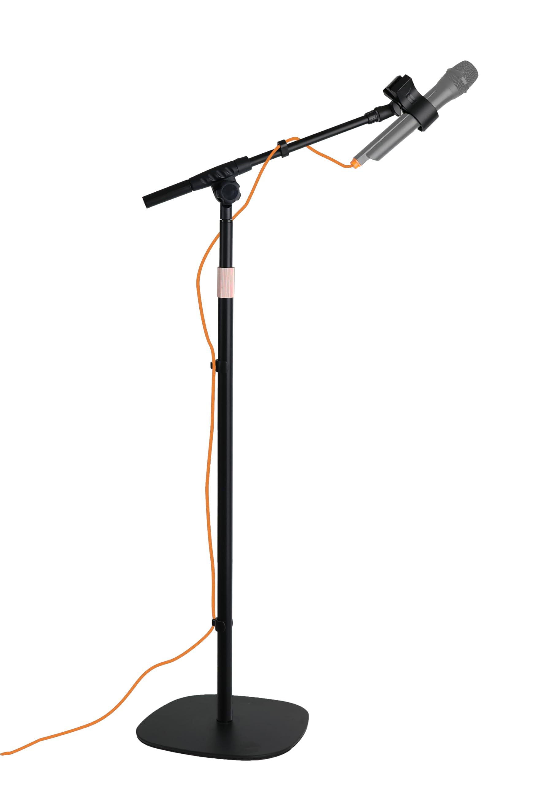 Front. Fabibe - Mic Stand Floor With Boom Arm Microphone Flat Weighted Base Adjustable Height From 24" To 68" Singing Holder Cable... - Default.