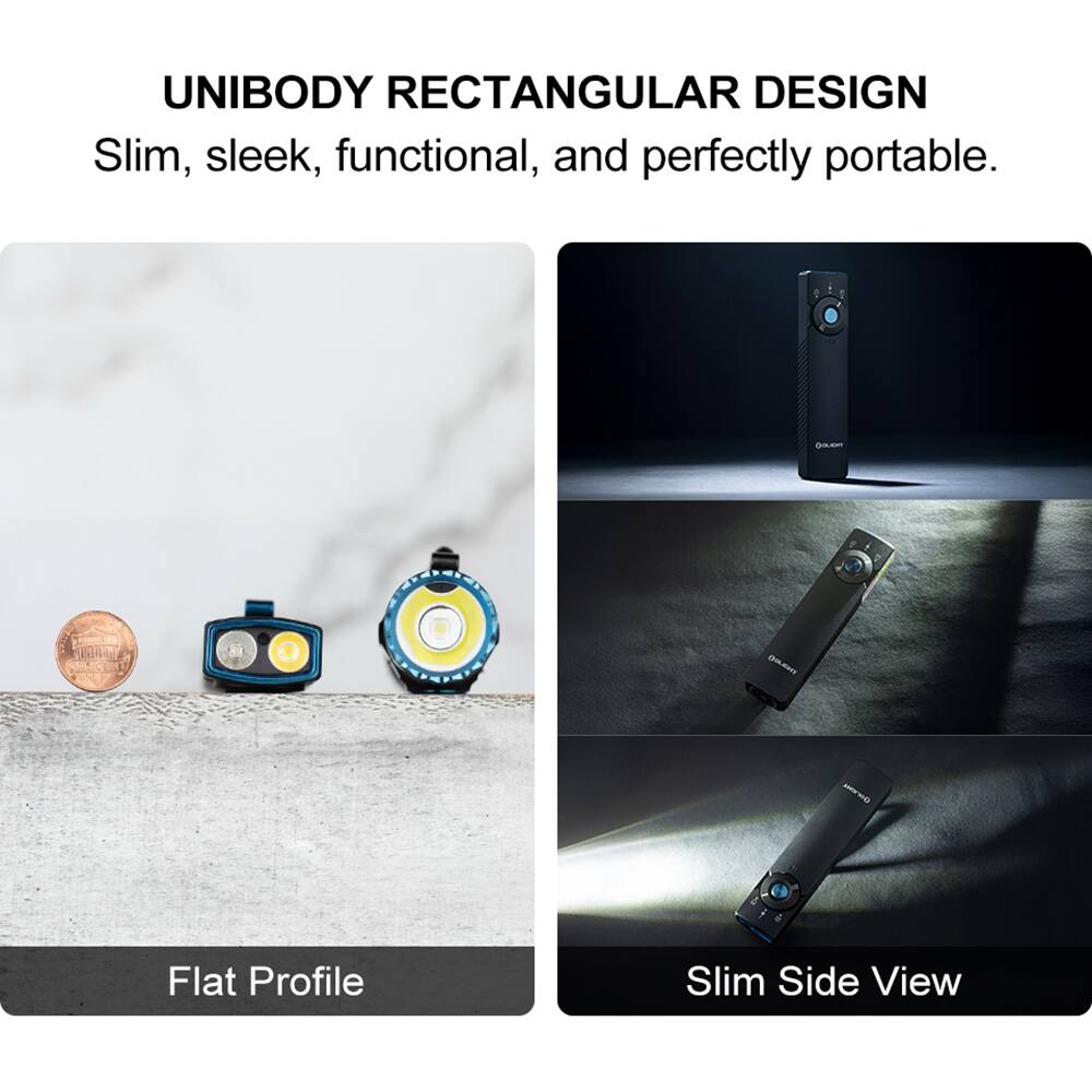 UNIBODY RECTANGULAR DESIGN  
Slim, sleek, functional, and perfectly portable.

Flat Profile

Slim Side View