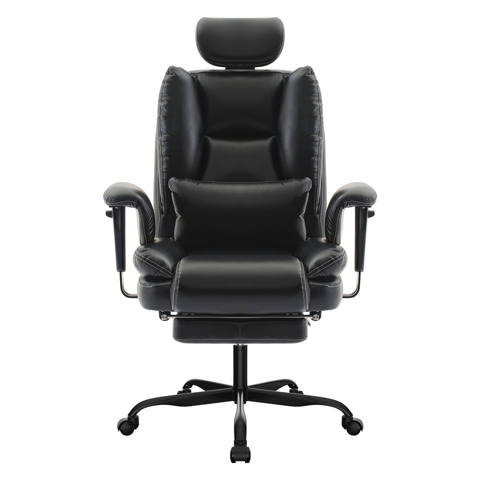 GOODSILO - Ergonomic Office Chair with Lumbar Support, High Backrest, and Liftable Headrest - 200 kg Capacity - Black