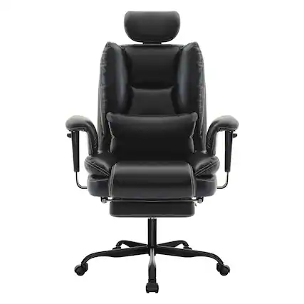 Front. GOODSILO - Ergonomic Office Chair with Lumbar Support, High Backrest, and Liftable Headrest - 200 kg Capacity - Black.