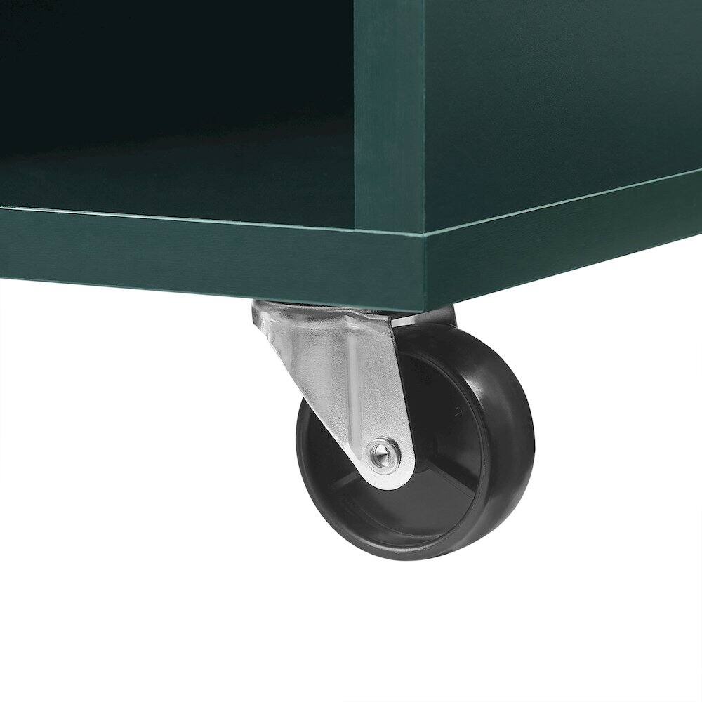 Alt View 6. Crosley Furniture - Carlo Rolling Record Player Stand With Vinyl Storage - Dark Teal.