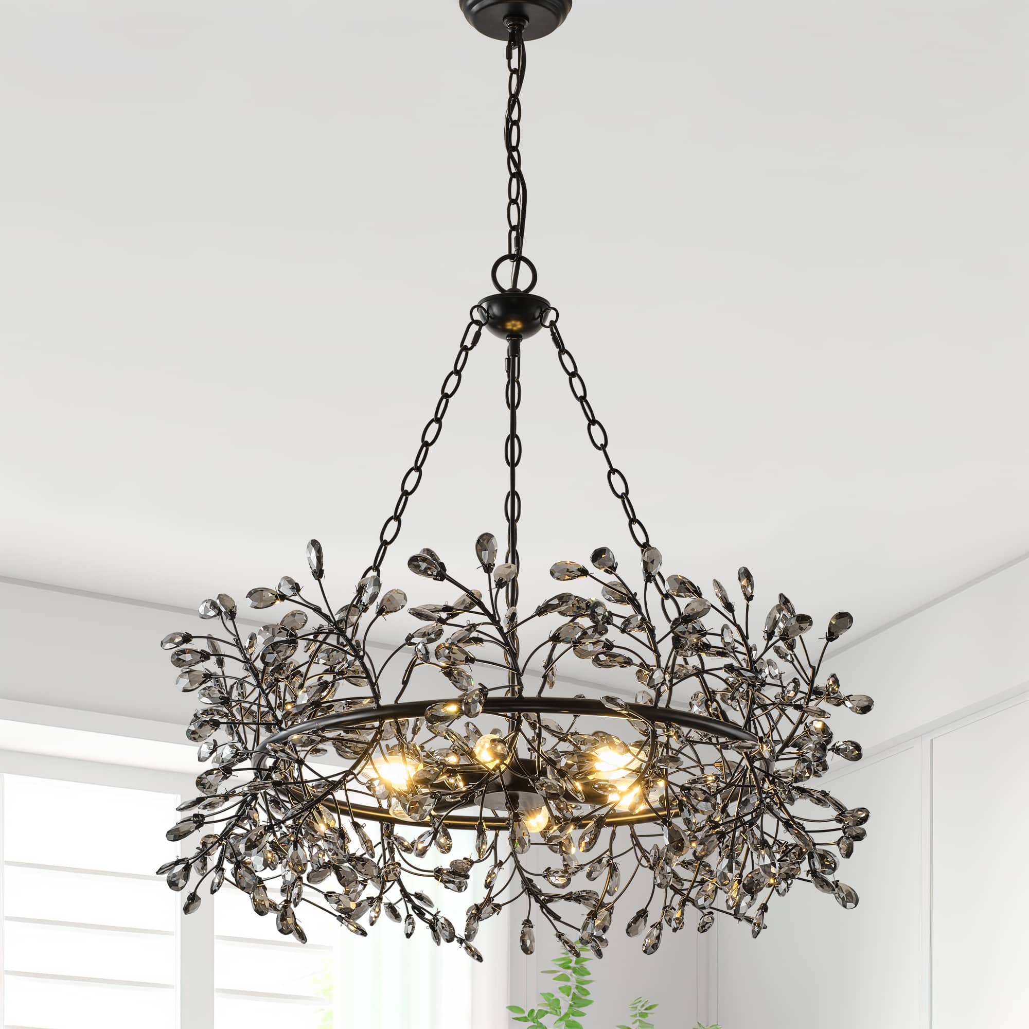 Parrot Uncle - Vintage 6-Light Crystal Chandelier with Adjustable Chain - Black