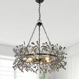 Parrot Uncle - Vintage 6-Light Crystal Chandelier with Adjustable Chain - Black