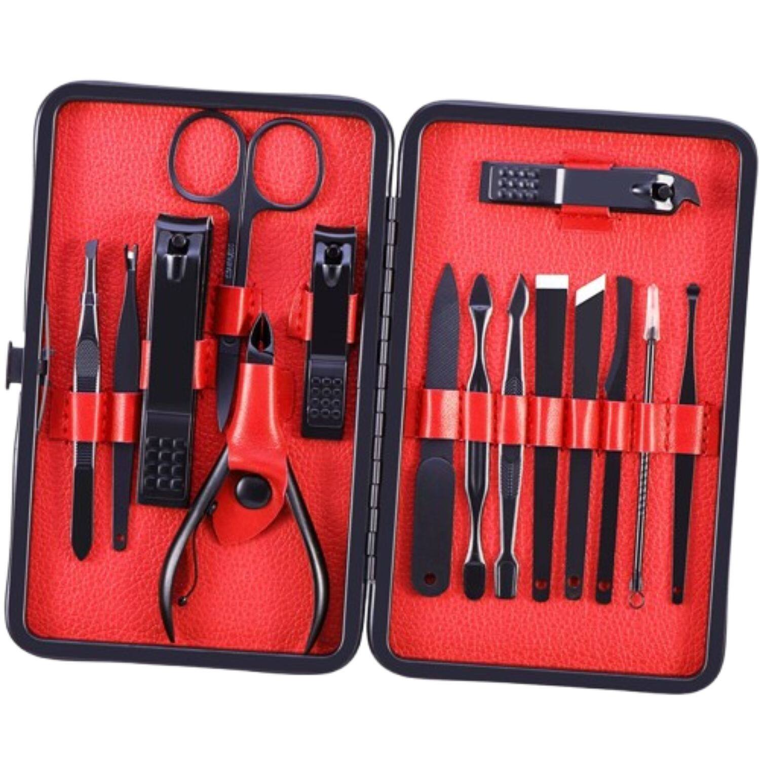 Front. Home Collection - 15pcs Manicure Pedicure Set Nail Clippers & Callus Remover Kit for Hand & Foot Care.