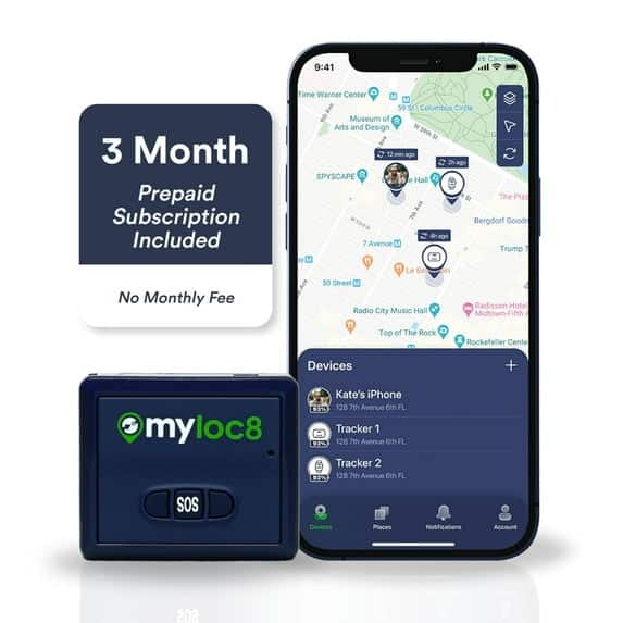 GPS Tracker by Myloc8 – Universal GPS Locator for Vehicles, Kids, Luggage, Car GPS Tracking Device with 4G LTE