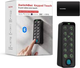 SwitchBot - Smart Keypad Touch – Fingerprint Keyless Entry, IP65 Waterproof, Virtual Passwords, for Lock/Lock Pro Only - Black