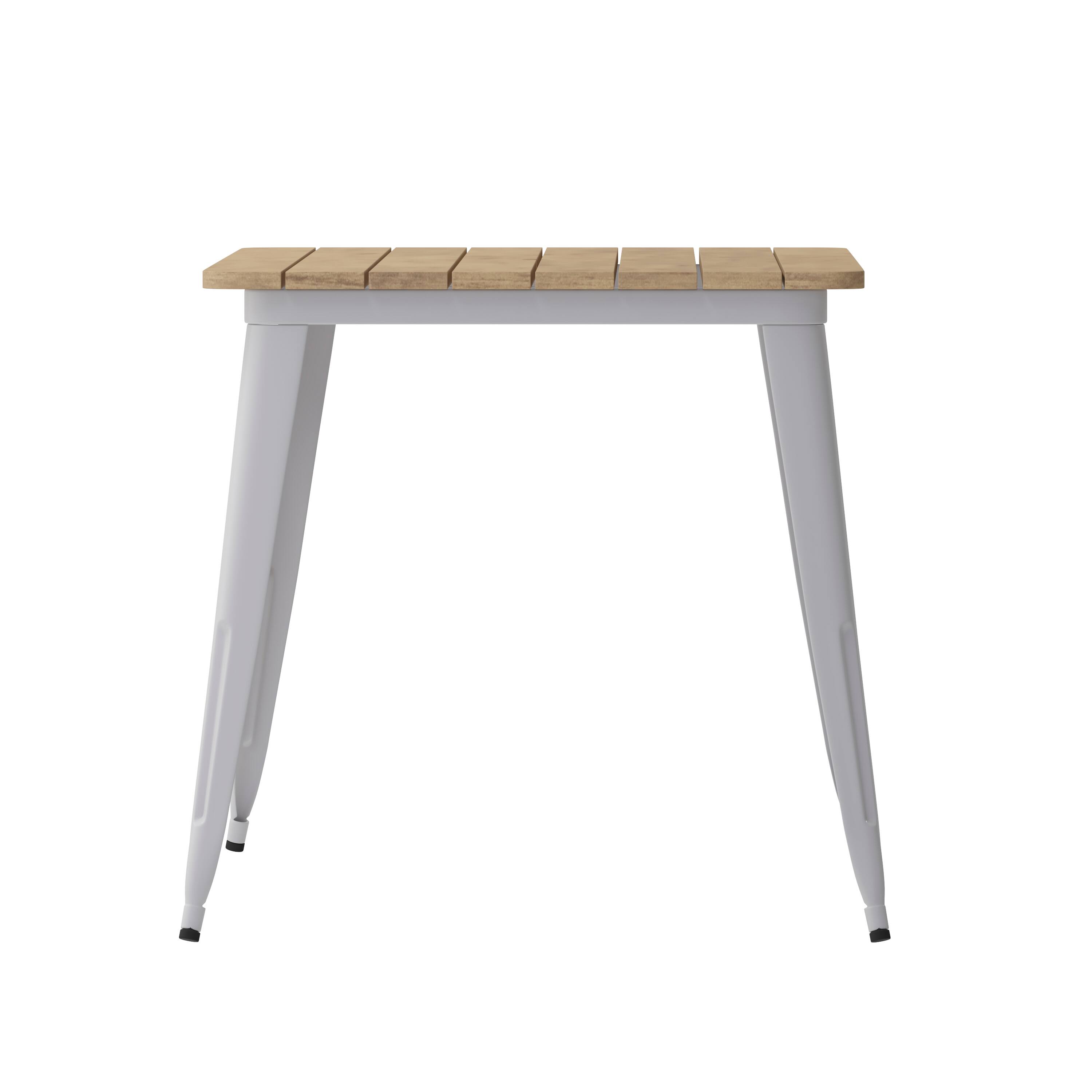 Alt View 7. Emma + Oliver - 30"x60" RECT Poly Resin Restaurant Table with Umbrella Hole - Brown Top/Silver Frame.