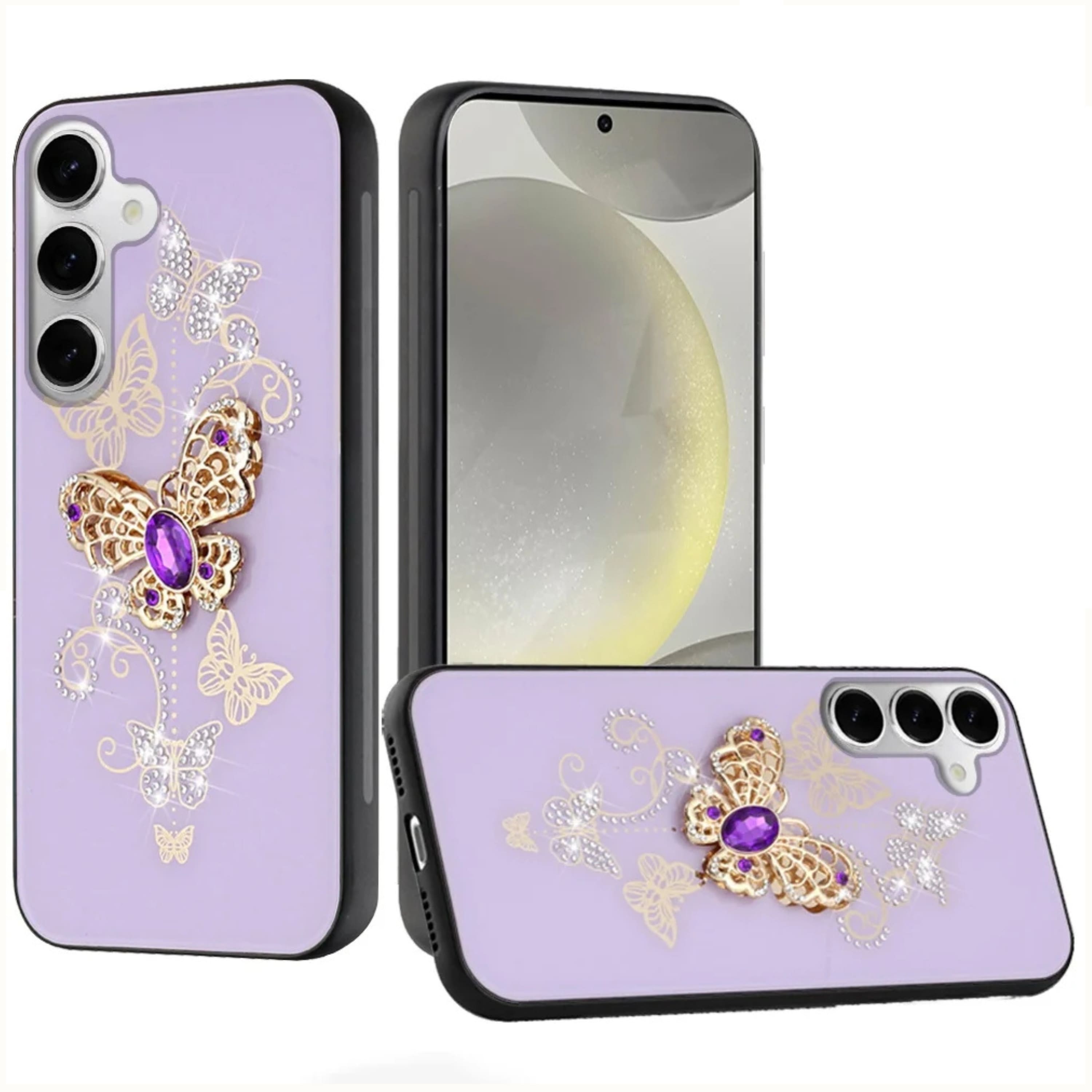 Kitcheniva - Premium Bling Protective Cover With Tempered Glass For Samsung S25 Plus S24 Plus Butterflies Purple - Butterfly Purple price history on PriceWatchPro