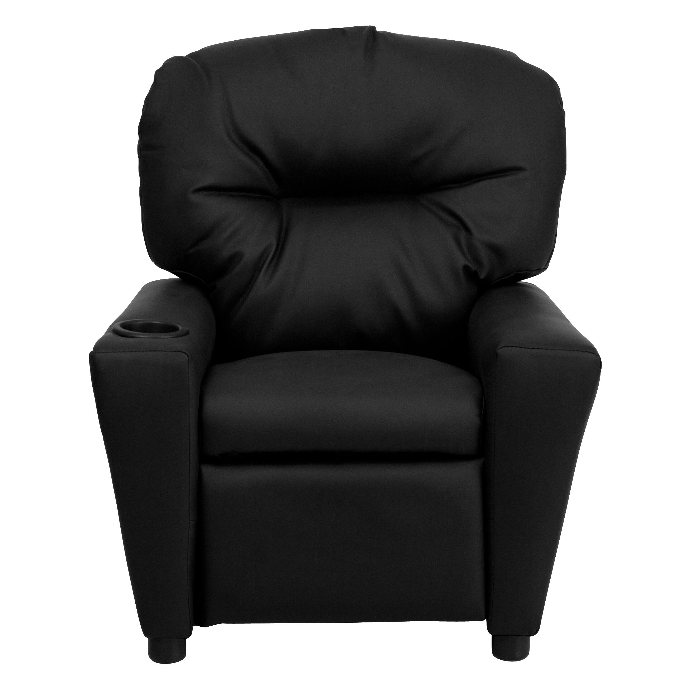 Alt View 8. Emma + Oliver - Contemporary Kids Recliner with Cup Holder - Black LeatherSoft.