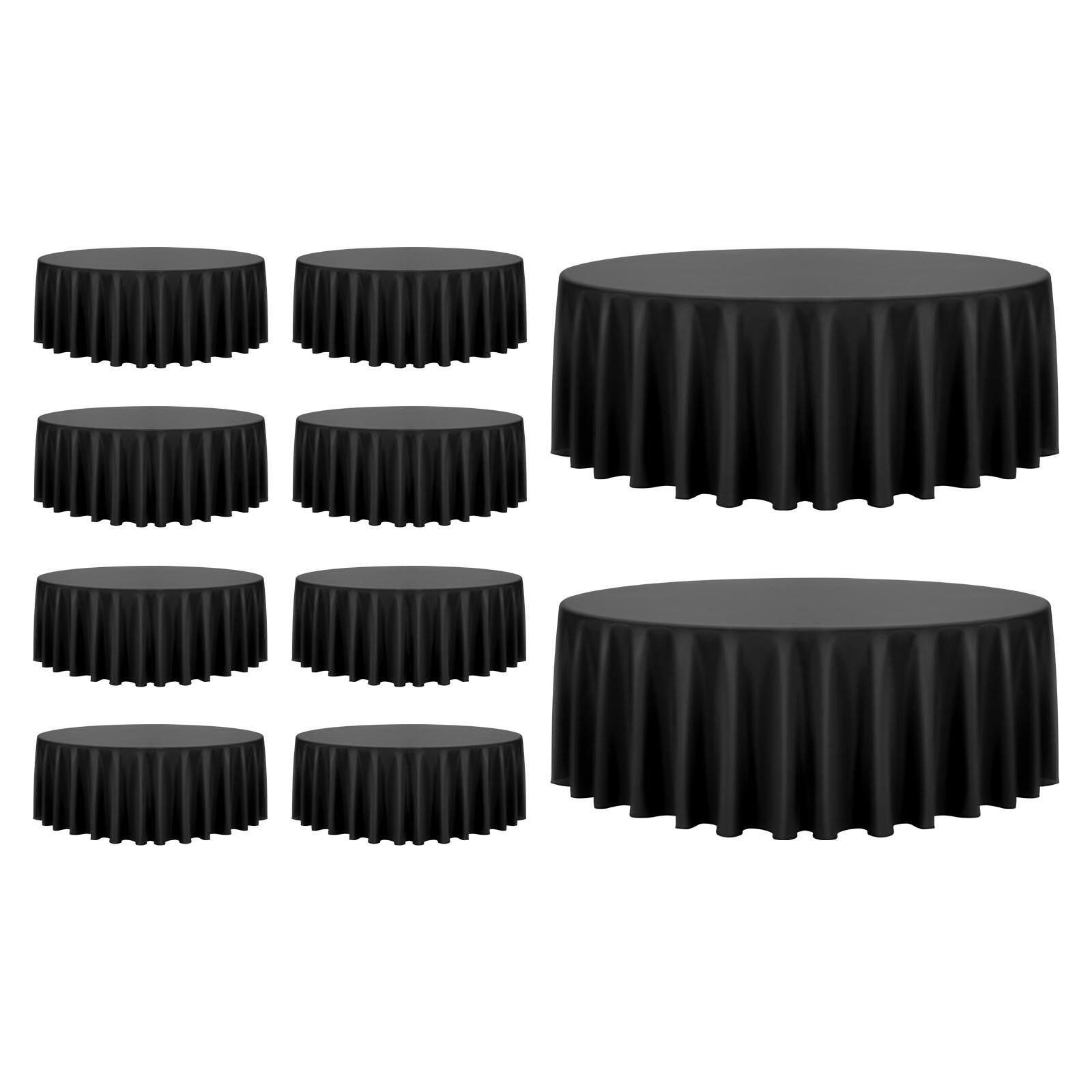 Alt View 5. VEVOR - Black Round Tablecloths 10 Pack, 120 Inches in Diameter, Stain- & Wrinkle- Resistant, Machine Washable Table Clothes - Black.