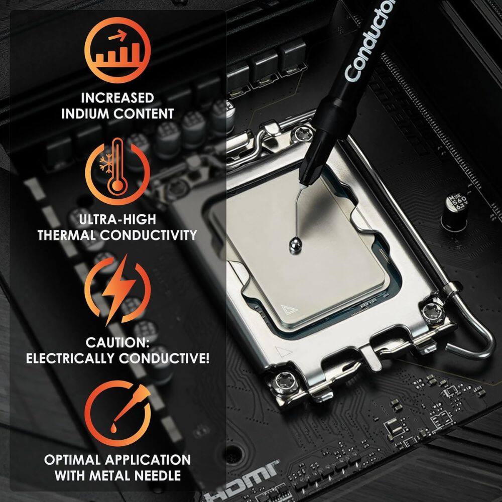 INCREASED INDIUM CONTENT  
ULTRA-HIGH THERMAL CONDUCTIVITY  
CAUTION: ELECTRICALLY CONDUCTIVE!  
OPTIMAL APPLICATION WITH METAL NEEDLE