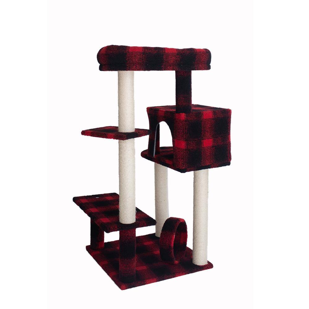Back. Armarkat - 50Inch Classic Real Wood Cat Tree With Veranda Bench Mini Perch - Black.