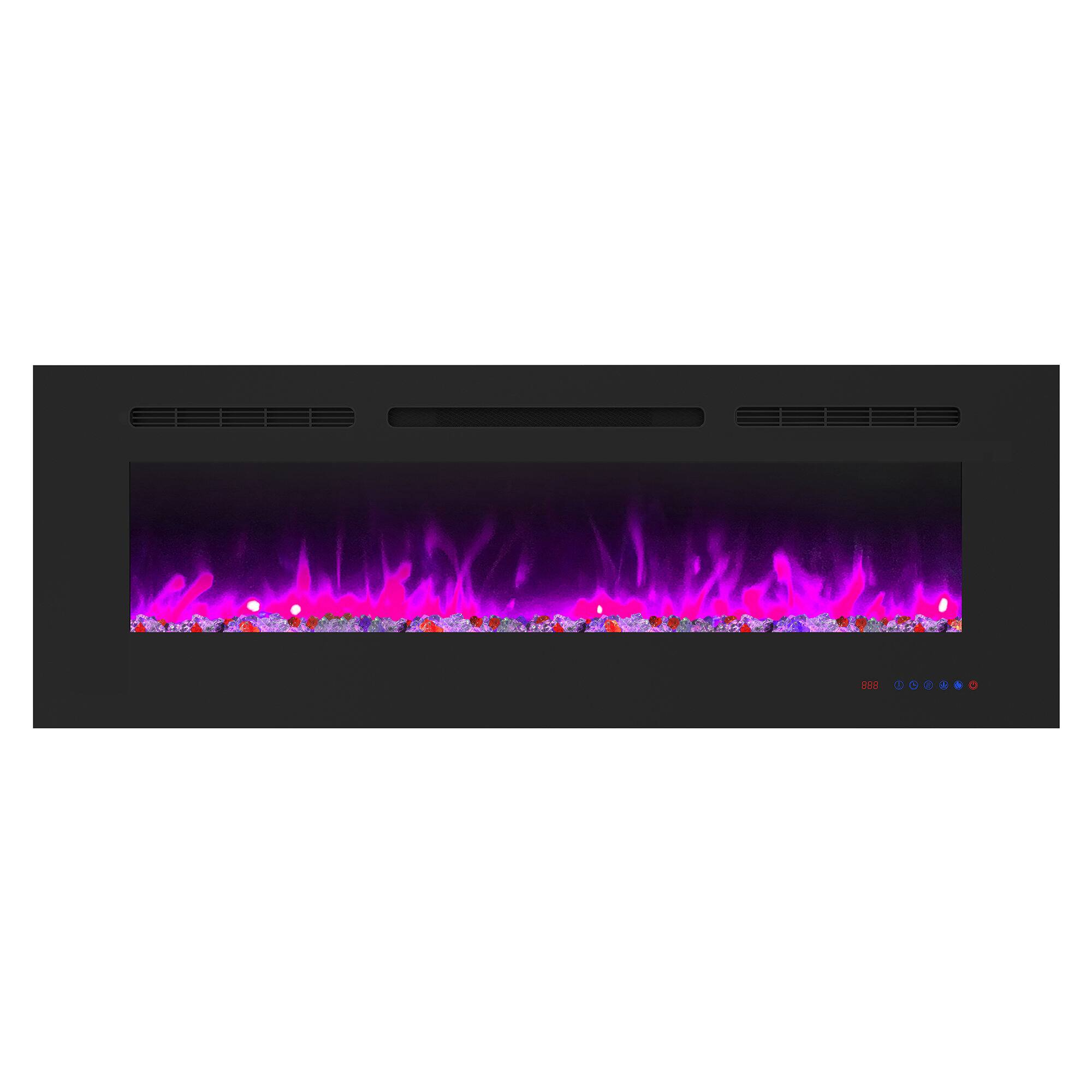 Alt View 1. Ihomeadore - 50" Electric Wall-Mounted Recessed Fireplace Insert with Remote, Adjustable Flame Color and Speed - Black.