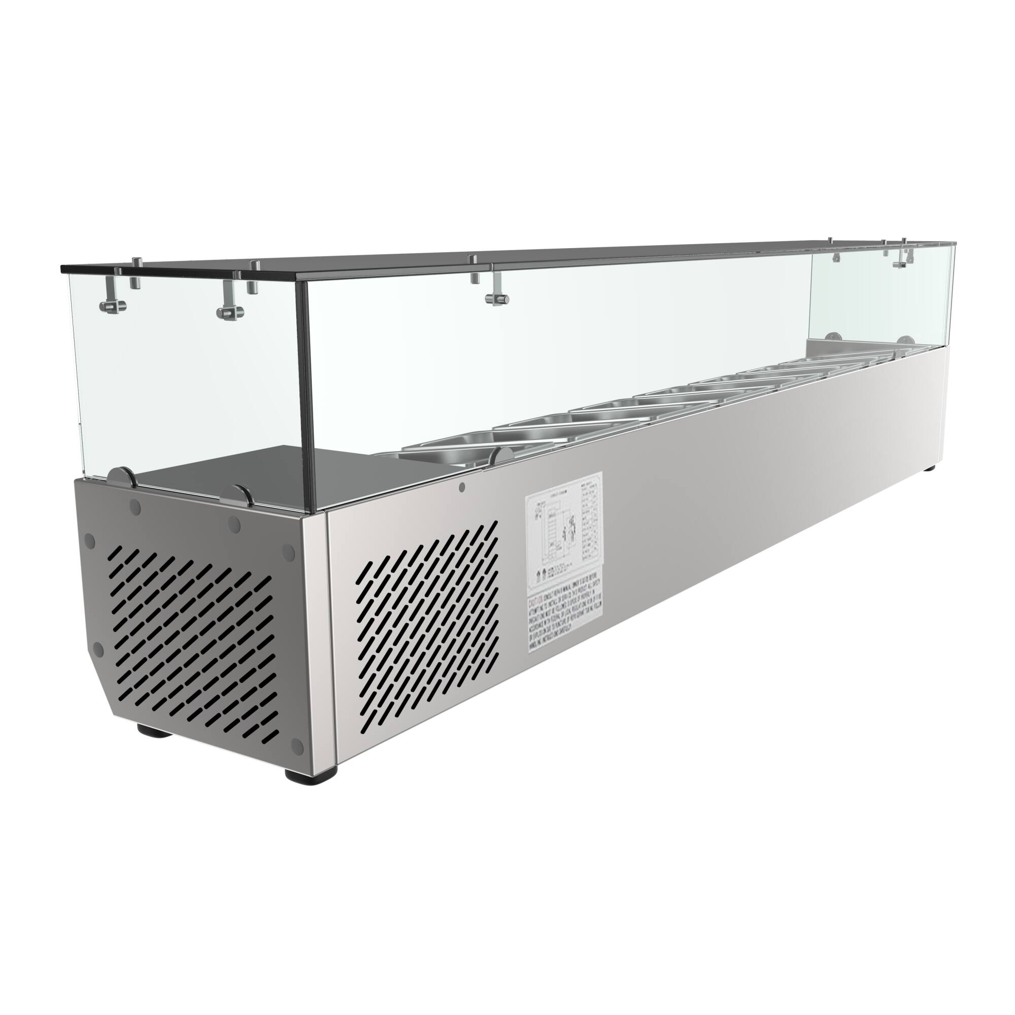 Back. Koolmore - 71 in. Eight Pan Refrigerated Countertop Condiment Prep Station - SCDC-8P-SG - Stainless-Steel.