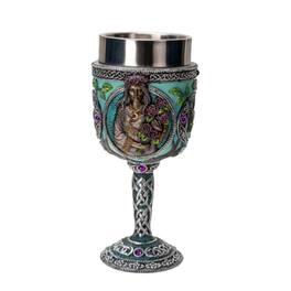 Pacific Trading - Triple Goddess Wine Goblet Chalice Cup Made of Polyresin With Stainless Steel Cup - Multicolor