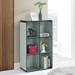 Kings Brand Furniture - Dothan Wood 6-Cubed Open Bookcase - Storage Shelf Organizer Bookshelf - Green