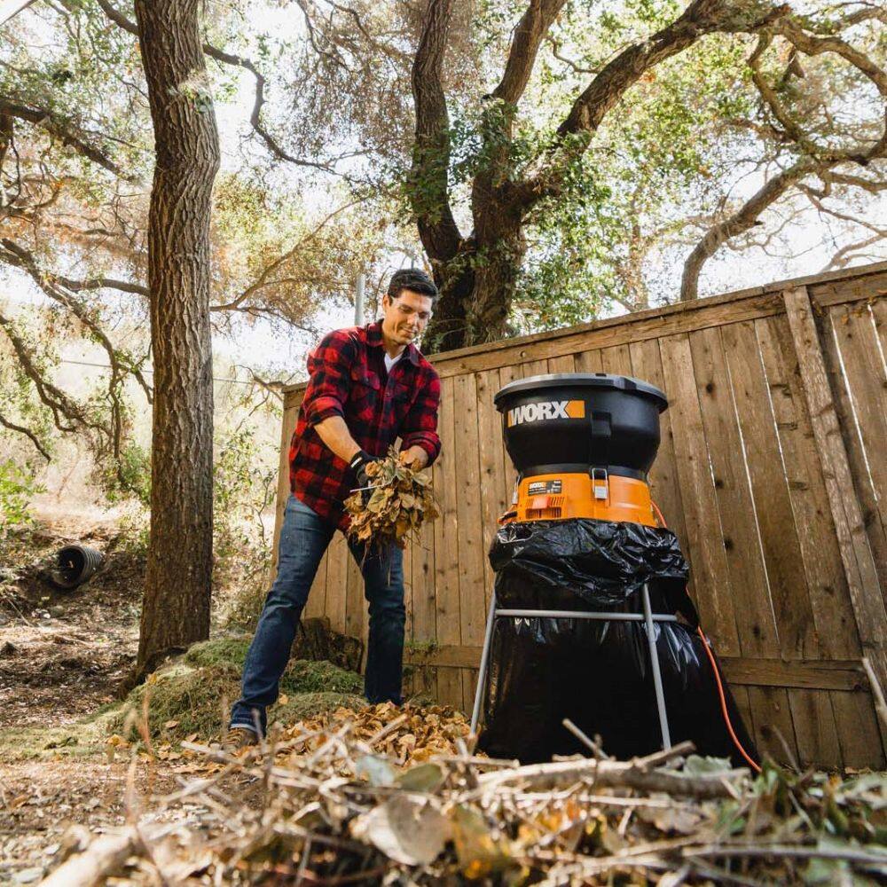 Alt View 4. WORX - 13 Amp Electric Leaf Mulcher - 53 Gallons of Leafs Per Min - 11:1 Leaf Mulching Ratio - Foldable Design for Storage - Black.