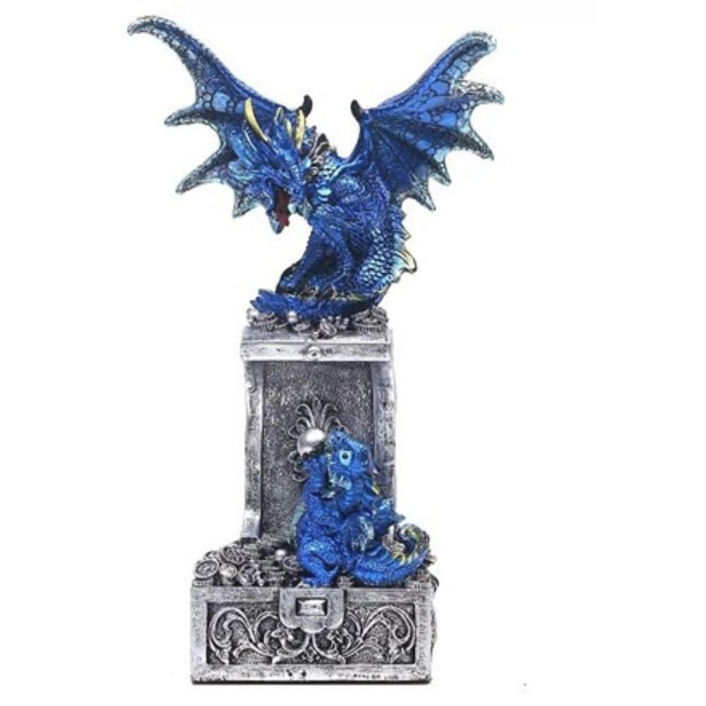 FC Design - 10.5"H Dragon with Treasure Box Figurine Statue Office/Computer Desk Tabletop Medieval Gaming Home Decor Gift - Multi-Color