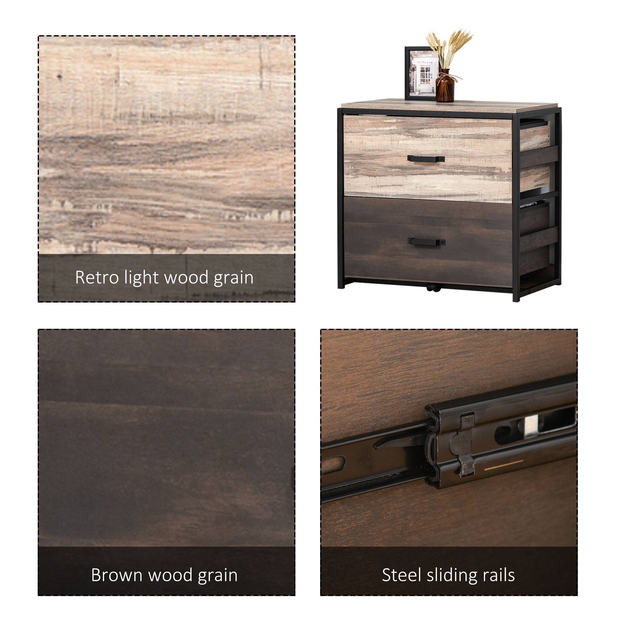 - Retro light wood grain
- Brown wood grain
- Steel sliding rails