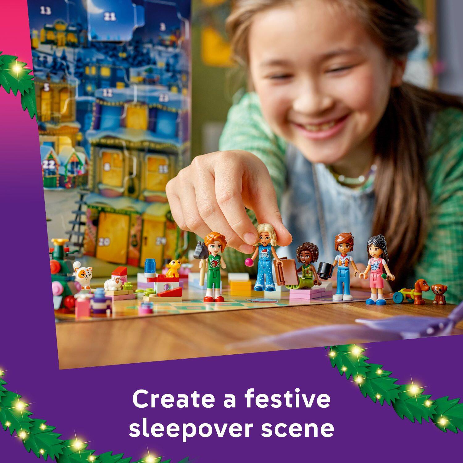 Create a festive sleepover scene