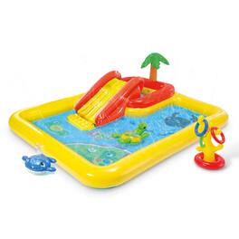 Intex - 100"x77" Inflatable Ocean Play Center Backyard Toddler Kiddie Pool & Games - Yellow