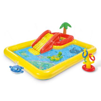 Front. Intex - Intex 100"x77" Inflatable Ocean Play Center Backyard Toddler Kiddie Pool & Games - Yellow.