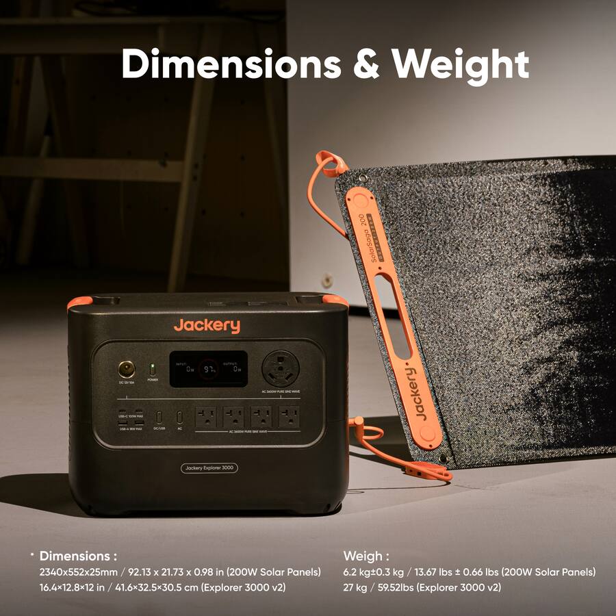 Générateur Portable Jackery Explorer 3000 Pro + 2 Panneaux Solaires 200W - 3024Wh, 3000W, Charge Rapide
