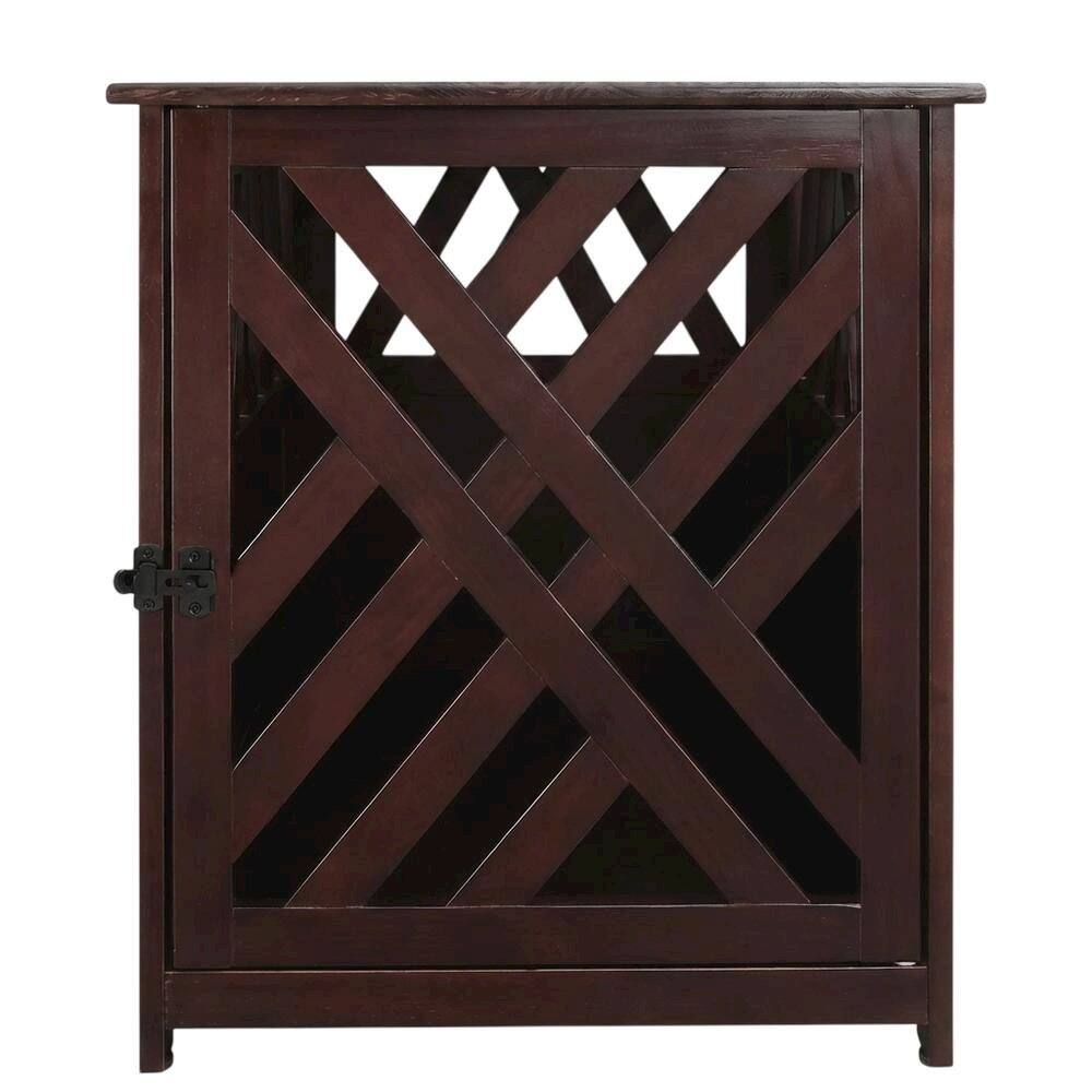 Angle. FurniFact - Espresso Wooden End Table with Sturdy Frame and Classic Design - Espresso.