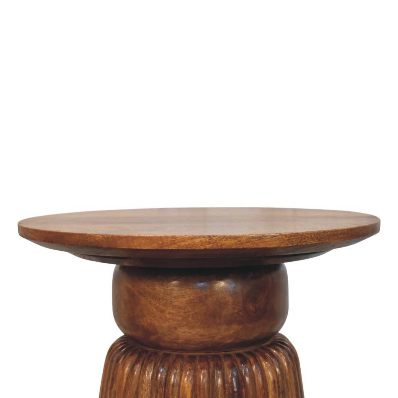Back. Artisan Furniture - Artisan Furniture Solid Wood Amber Oak Round Side Table, Top Space, Brown - Brown.
