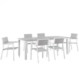 Modway - Maine 7-Piece Outdoor Patio Dining Set - White Light Gray