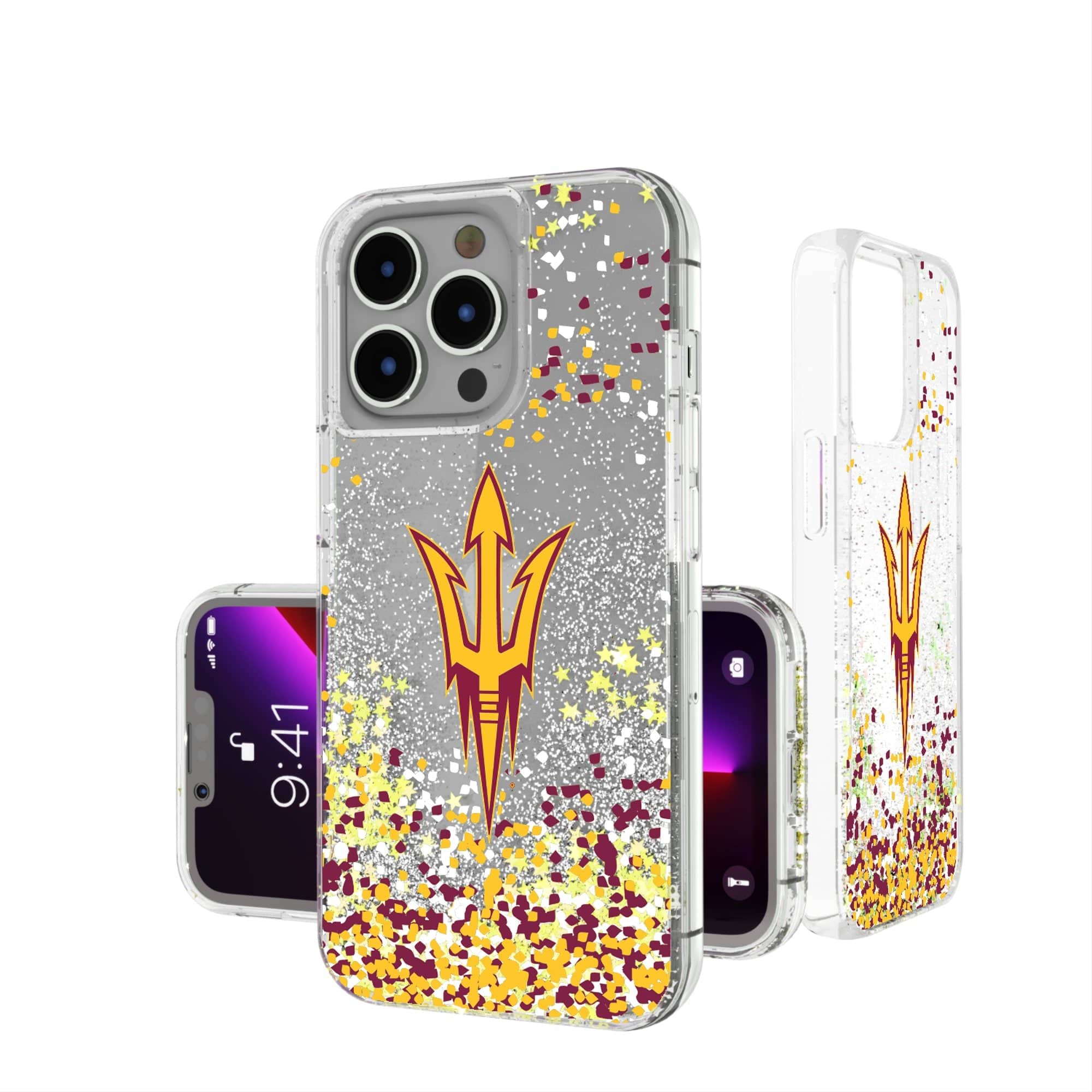 Keyscaper - NCAA - Arizona State Sun Devils iPhone Glitter Confetti Design Case - 15 Pro Max - Multicolor