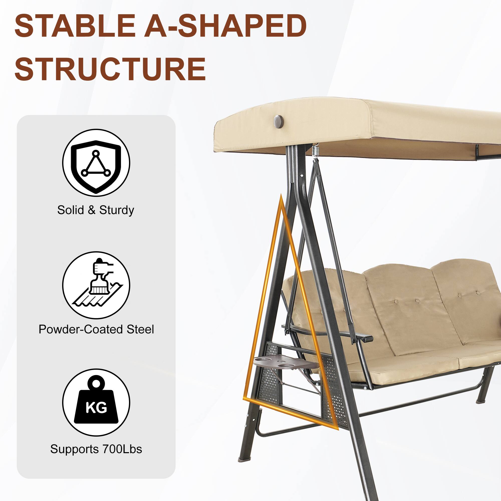 STABLE A-SHAPED STRUCTURE

- Solid & Sturdy
- Powder-Coated Steel
- Supports 700Lbs