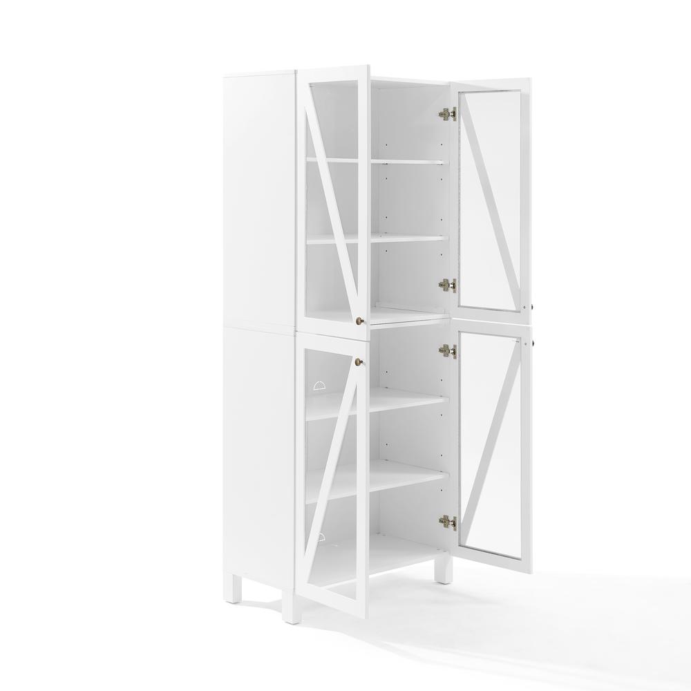 Alt View 2. Crosley Furniture - Cassai Tall Kitchen Storage Pantry - 2 Stackable Pantries - White.