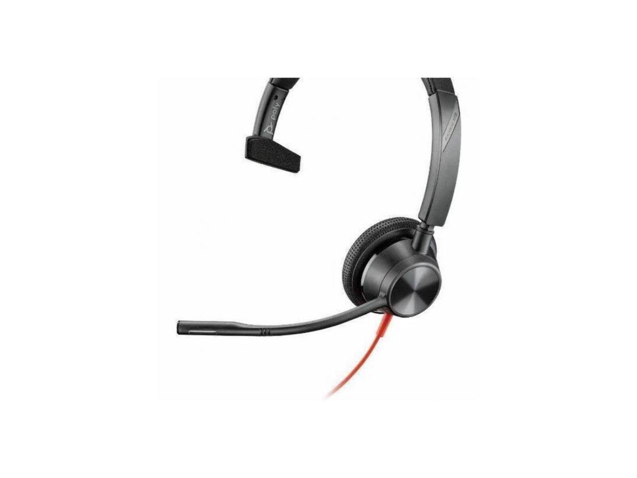 Alt View 2. HP - Poly Blackwire 3310 USB-C Monaural Headset - 7ft, 3.5mm, Black - Black.