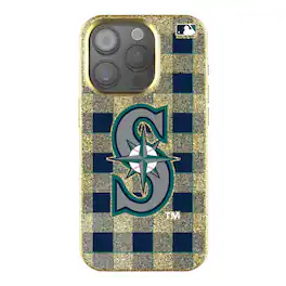 Keyscaper - MLB - Seattle Mariners Plaid Bling iPhone Case - 16 Pro - Gold