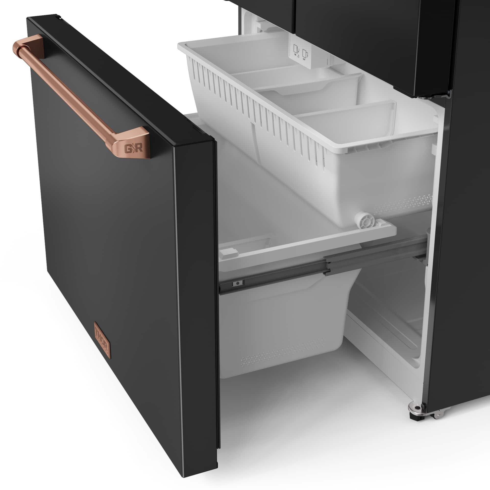 Alt View 5. Thor Kitchen - Gordon Ramsay Series by Thor Kitchen 20.3 Cu. Ft. Counter Depth Refrigerator with Rose Gold Hardware - Black.