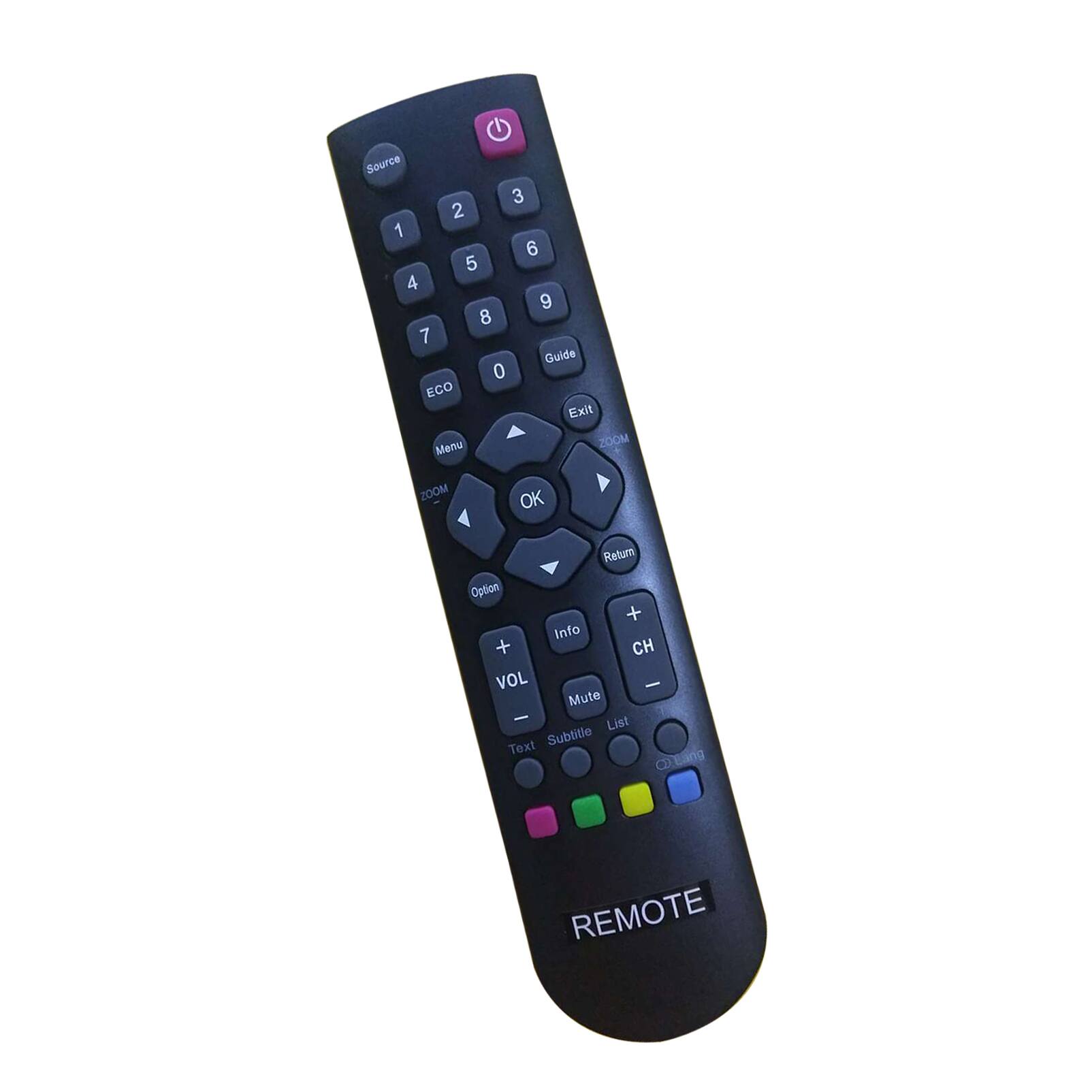 Source 1 2 3 4 5 6 7 8 9 0 Guide ECO Exit Menu ZOOM OK Return Option + Info + CH VOL - Mute - List Text Subtitle CEEanG REMOTE