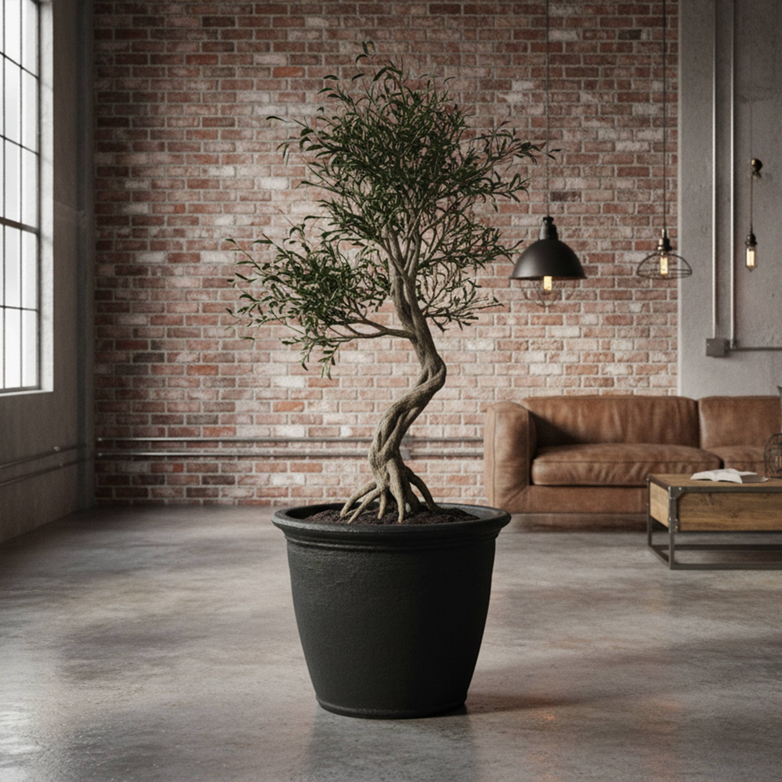 Alt View 9. Sunnydaze - 20 in Anjelica Dual-Wall Polyresin Planter - Set of 2 - Matte Black.