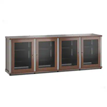 Front. Salamander Designs - Salamander Designs Synergy 347 Quad AV Cabinet (Dark Walnut with Aluminum Posts) - Dark Walnut/Aluminum.