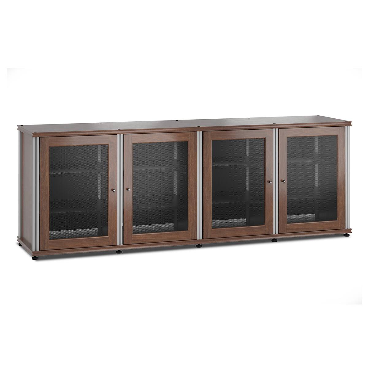 Front. Salamander Designs - Salamander Designs Synergy 347 Quad AV Cabinet (Dark Walnut with Aluminum Posts) - Dark Walnut/Aluminum.