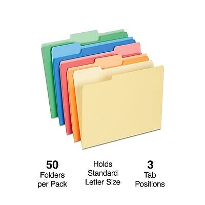50 Folders per Pack  
Holds 3 Standard Tab Letter Size Positions
