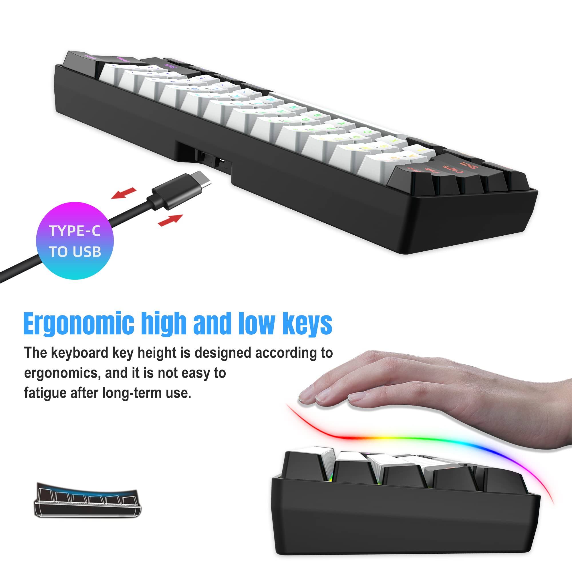 TYPE-C TO USB

Ergonomic high and low keys

The keyboard key height is designed according to ergonomics, and it is not easy to fatigue after long-term use.