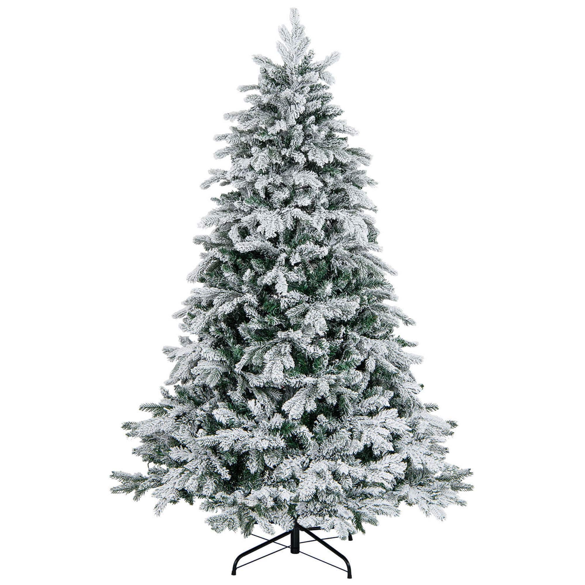 Alt View 21. Costway - 6 FT Pre-Lit Flocked Christmas Tree Hinged w/ 260 LED Lights & 1415 Branch Tips - Green/White.