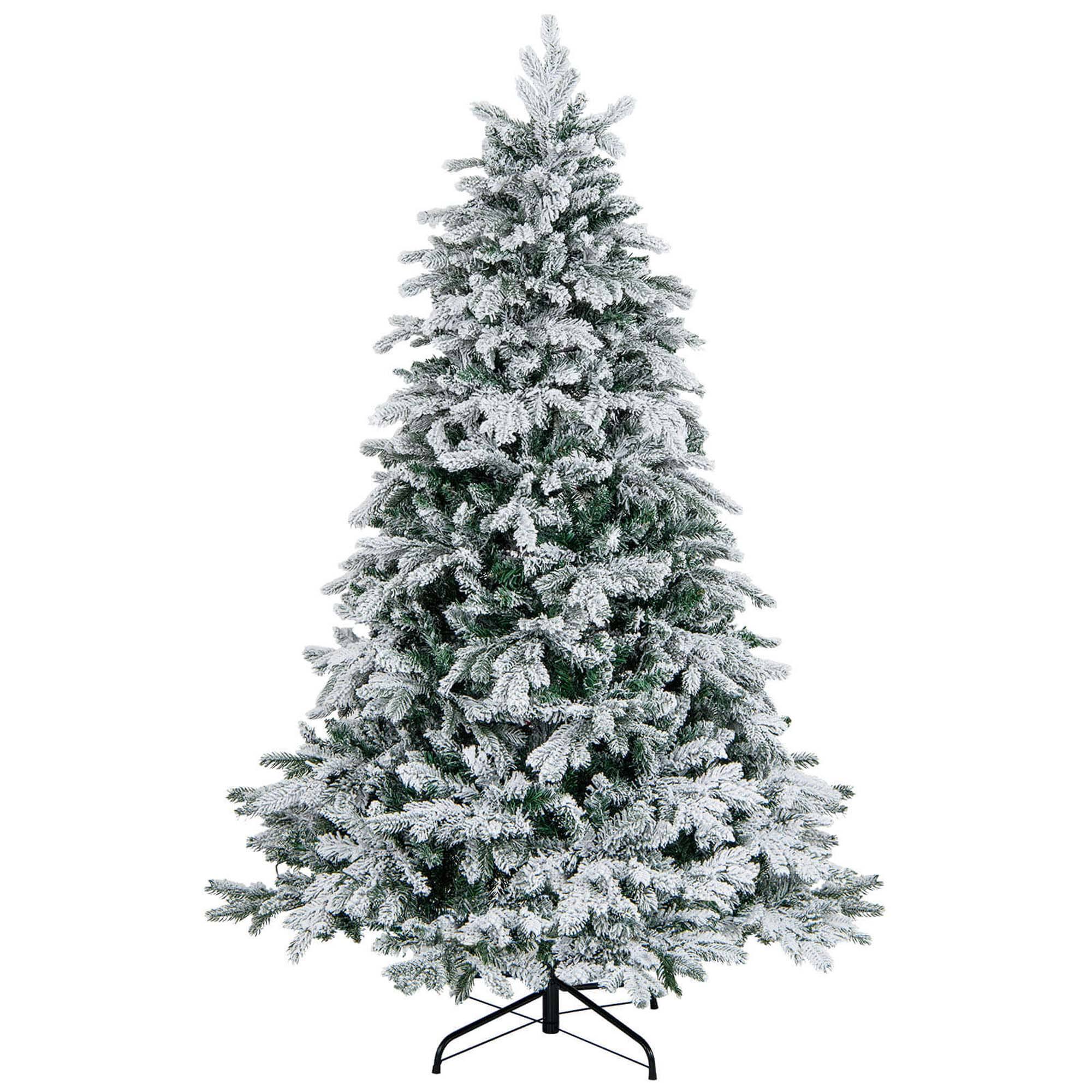 Alt View 21. Costway - 6 FT Pre-Lit Flocked Christmas Tree Hinged w/ 260 LED Lights & 1415 Branch Tips - Green/White.