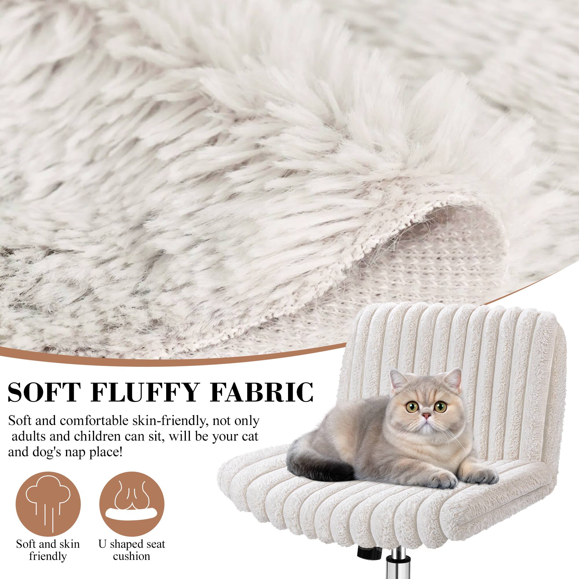 SOFT FLUFFY FABRIC  
Soft and comfortable skin-friendly, not only adults and children can sit, will be your cat and dog's nap place!  

Soft and skin friendly  
U shaped seat cushion