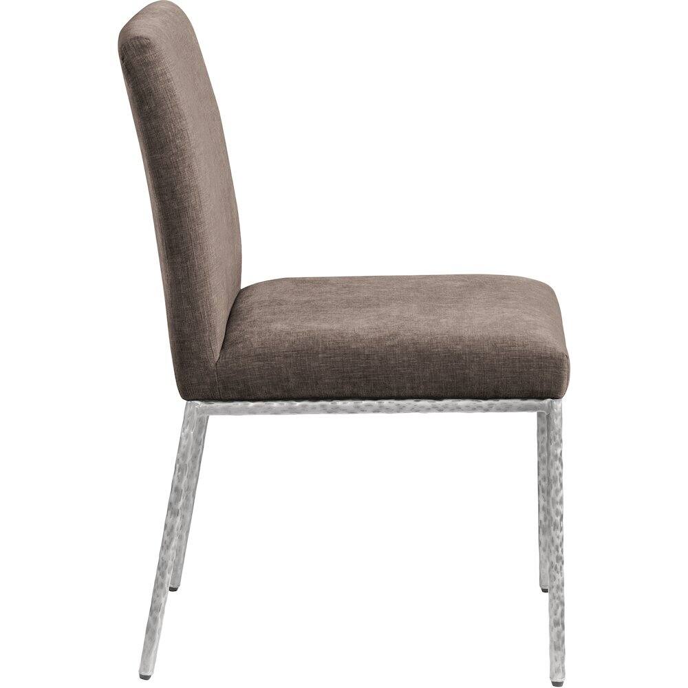Alt View 3. Meridian Furniture - Reeves Brown Chenille Fabric Upholstered Dining Side Chair, Set of 2 - Silver.